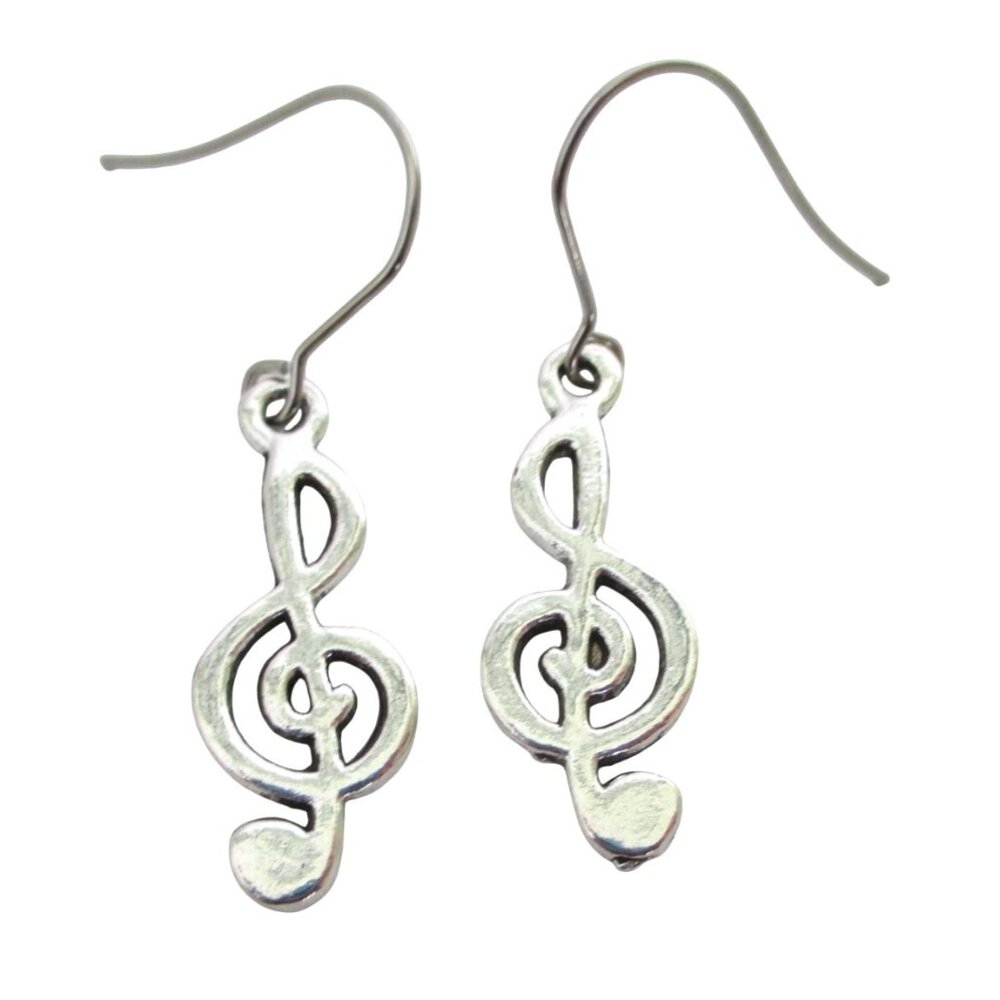 New Treble Clef Musical Note Drop Earrings on Stainless Wires Music Jewelry Gift